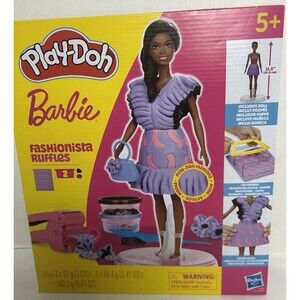 Play-Doh Barbie Fashionista Ruffles Fashion Maker Includes Barbie Doll & Stand